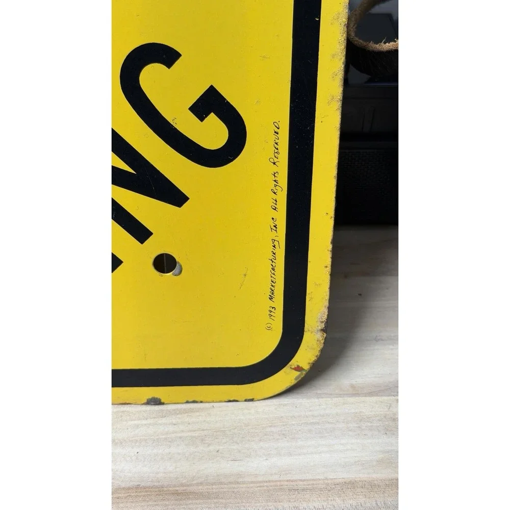 Vintage‎ Mermaid Xing Metal Road Sign Yellow 18x18 1993 Nautical Decor